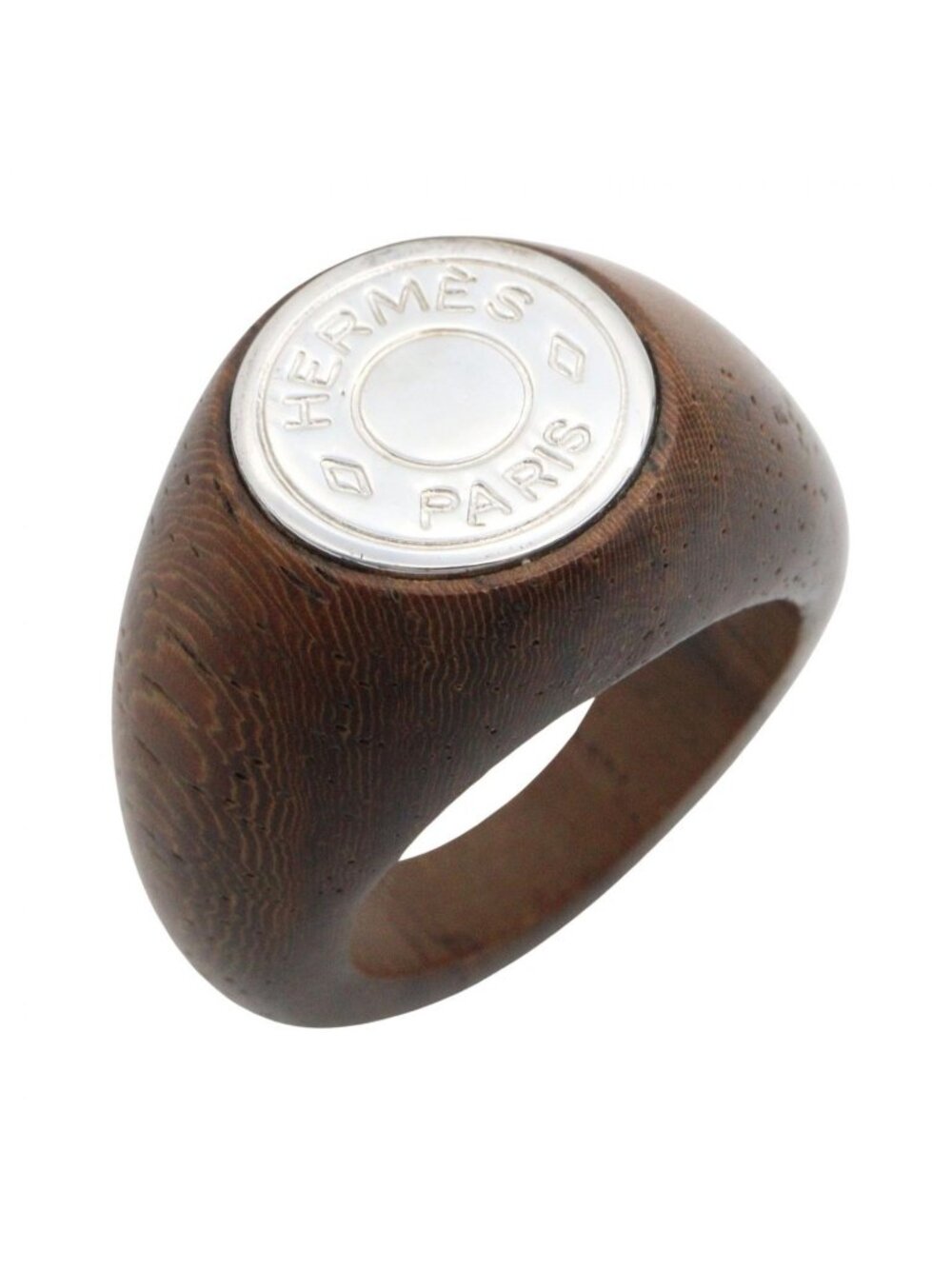 Hermes Ring Wood Silver